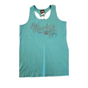 Harley Davidson rose graphic tank with metal clasp on the back size XL blue tank